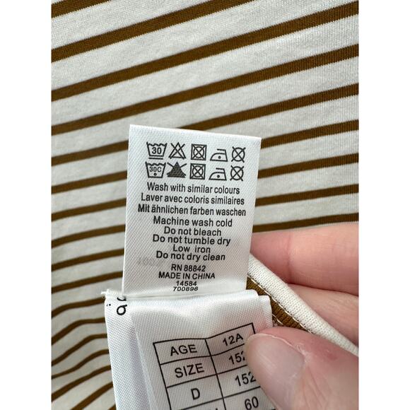 CYRILLUS Breton Stripe Liberty Fabric Floral Ruffle French Cotton Top | Size 12 - Picture 8 of 8